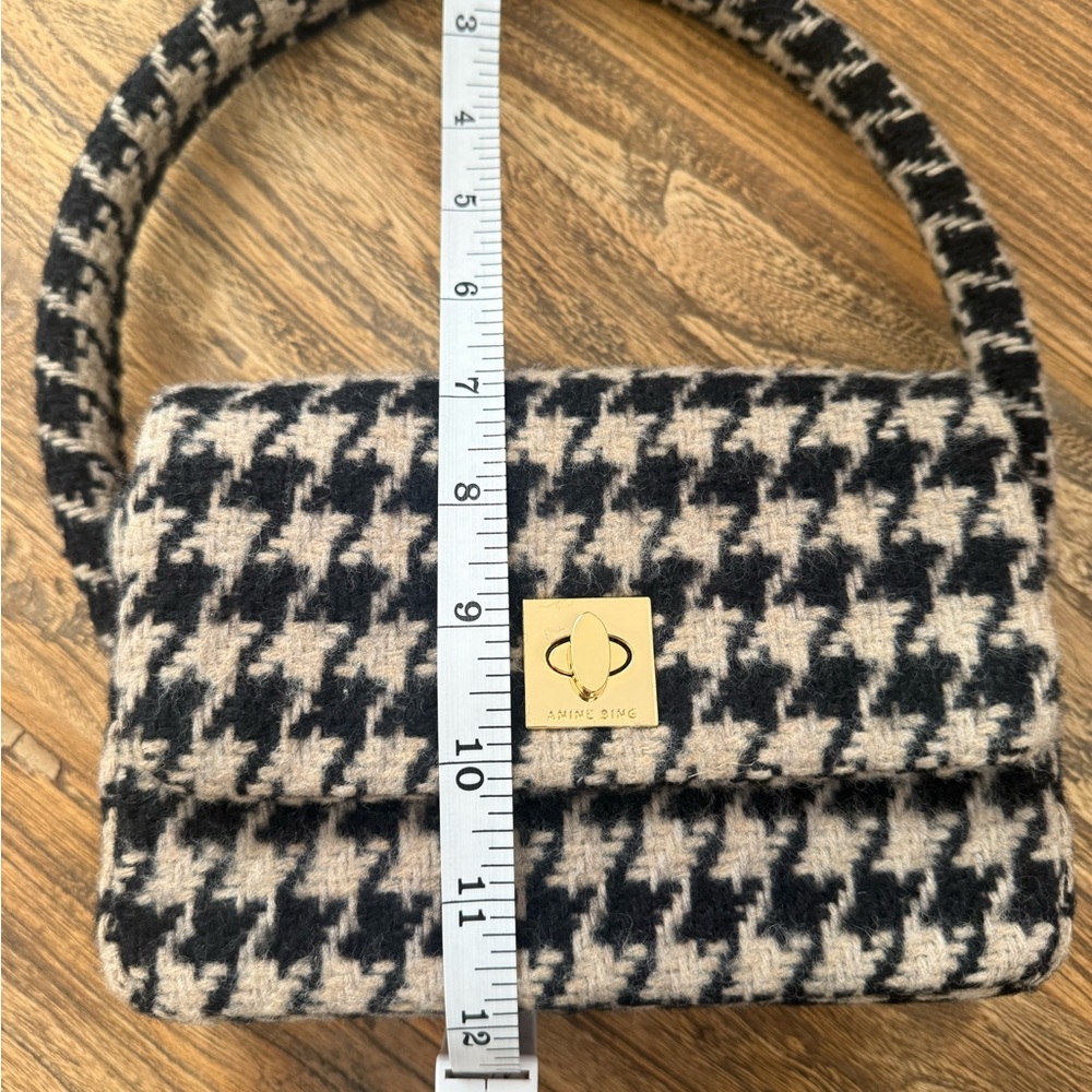 Anine Bing Nico Black and Tan Shoulder Bag with Houndstooth Pattern - Picture 7 of 7